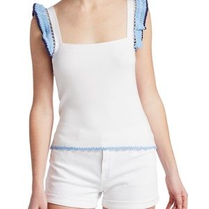 Delicate  crochet unique sleeveless top for jeans
